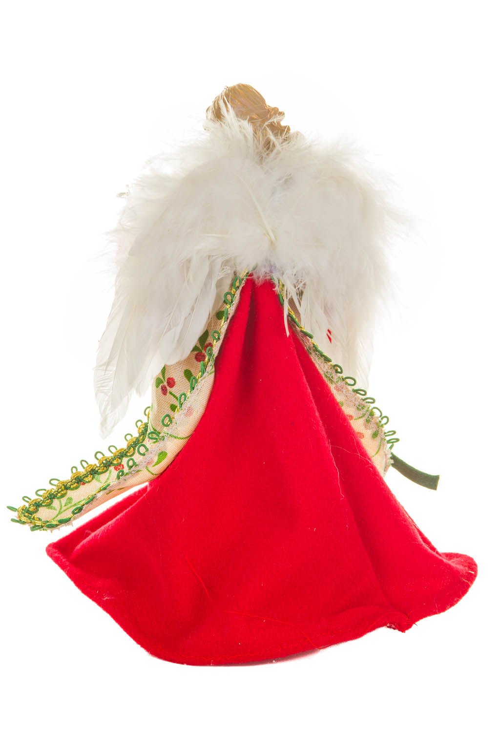10" Chintz Red and Beige Cotton Cozy Warm White LED Angel Tree Topper