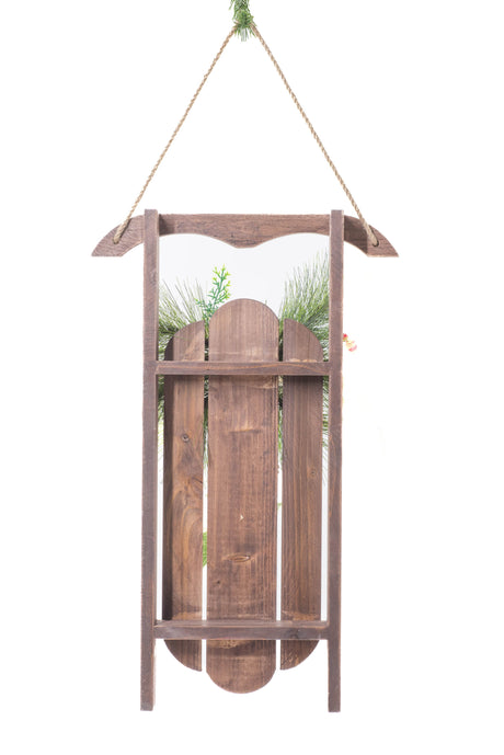 21.5" Hanging Umber and Green Wood Sled with Spray