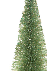 20"Green and Silver Wood Decorative Tree with Wooden Base