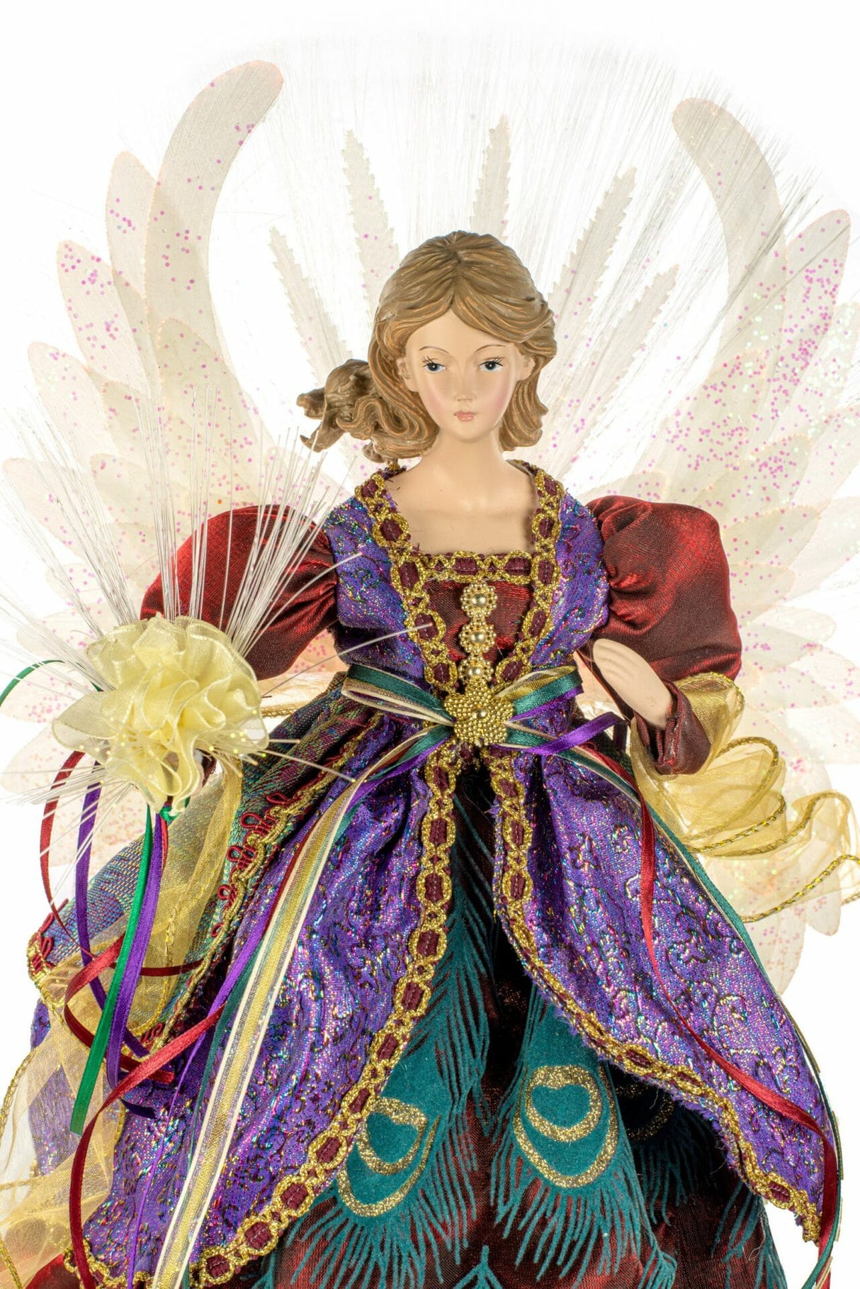 18" Rainbow Cloth Large Modern Fiber Optic Angel Tree Topper