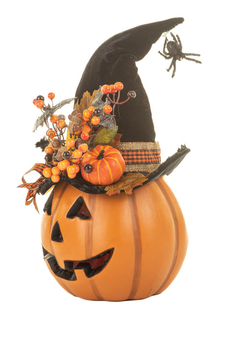 15" Orange Plastic Witchy Jack O' Lantern Display
