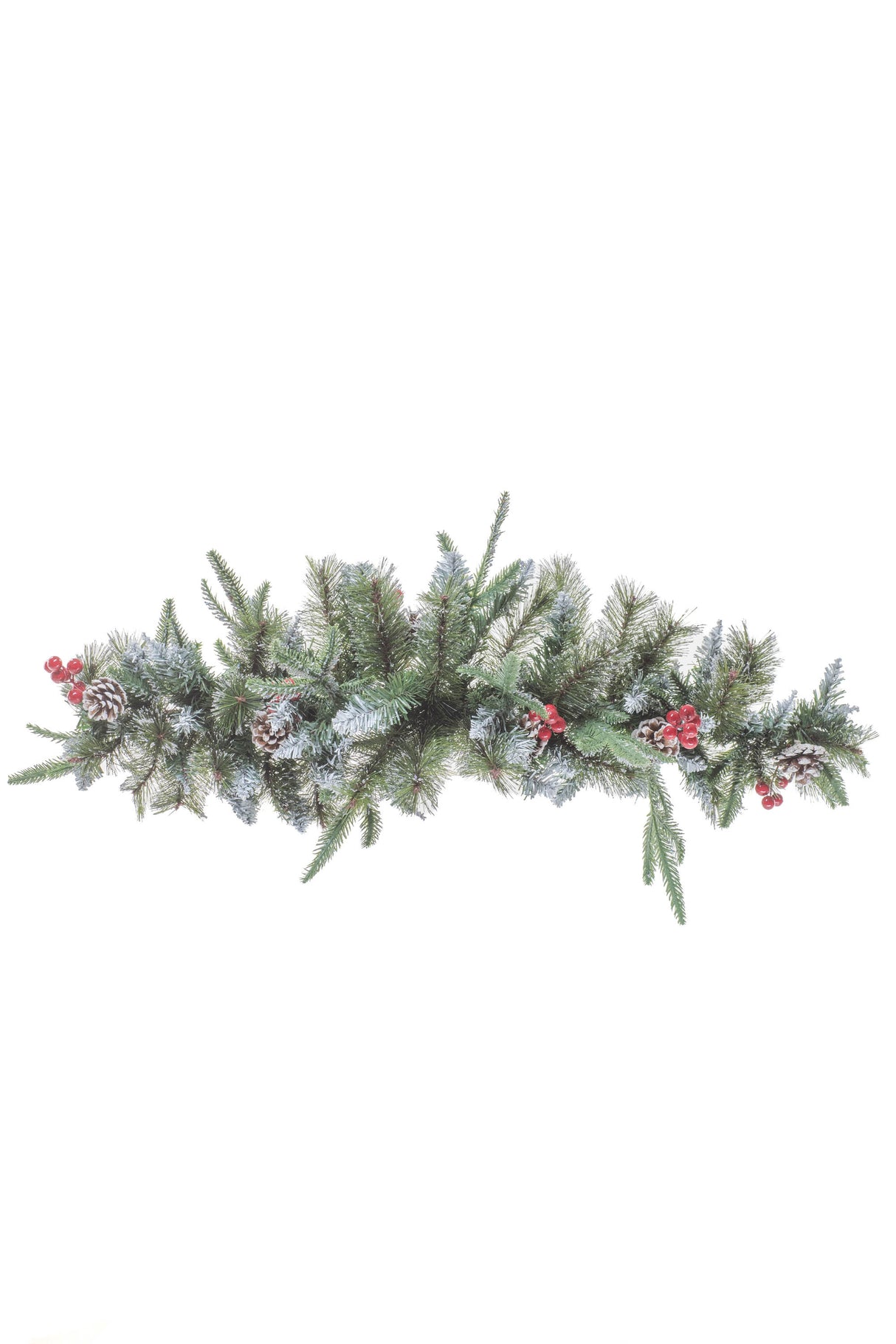 27.5"Silver Pvc Mixed Tip Pine Swag with Pinecones and Berries