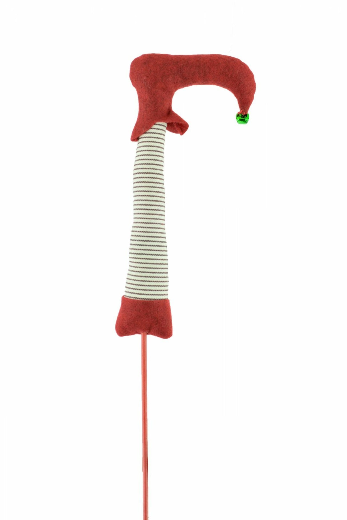 12" Burgundy and Red Cloth Elf Boot Tree Pick
