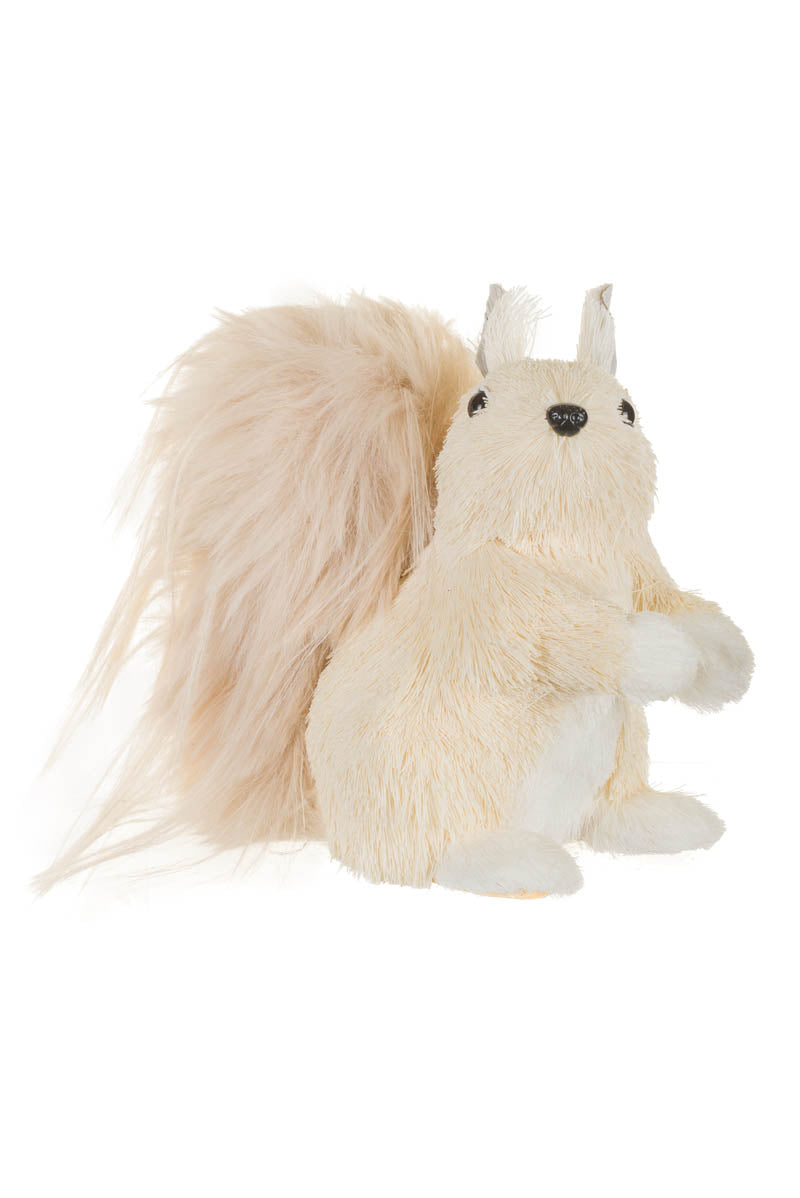 7" Cream and White Straw Squirrel Figurine