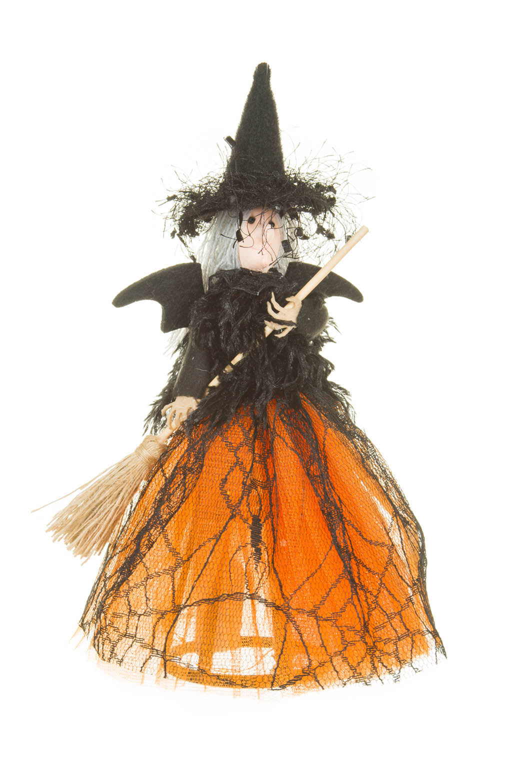 11" Orange and Black Cloth Grinning with Figurine with Bat Wings