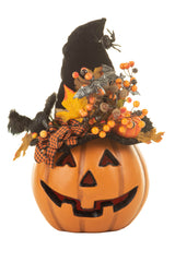 15" Orange Plastic Witchy Jack O' Lantern Display
