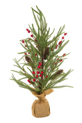 22"Green Pvc Christmas Tree with Berries and Pinecones