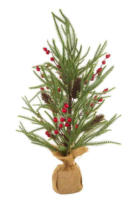 22"Green Pvc Christmas Tree with Berries and Pinecones