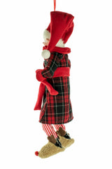 18.5" Hangable Plaid Red Cloth Sleepytime Elf Figurine with Teddy Bear