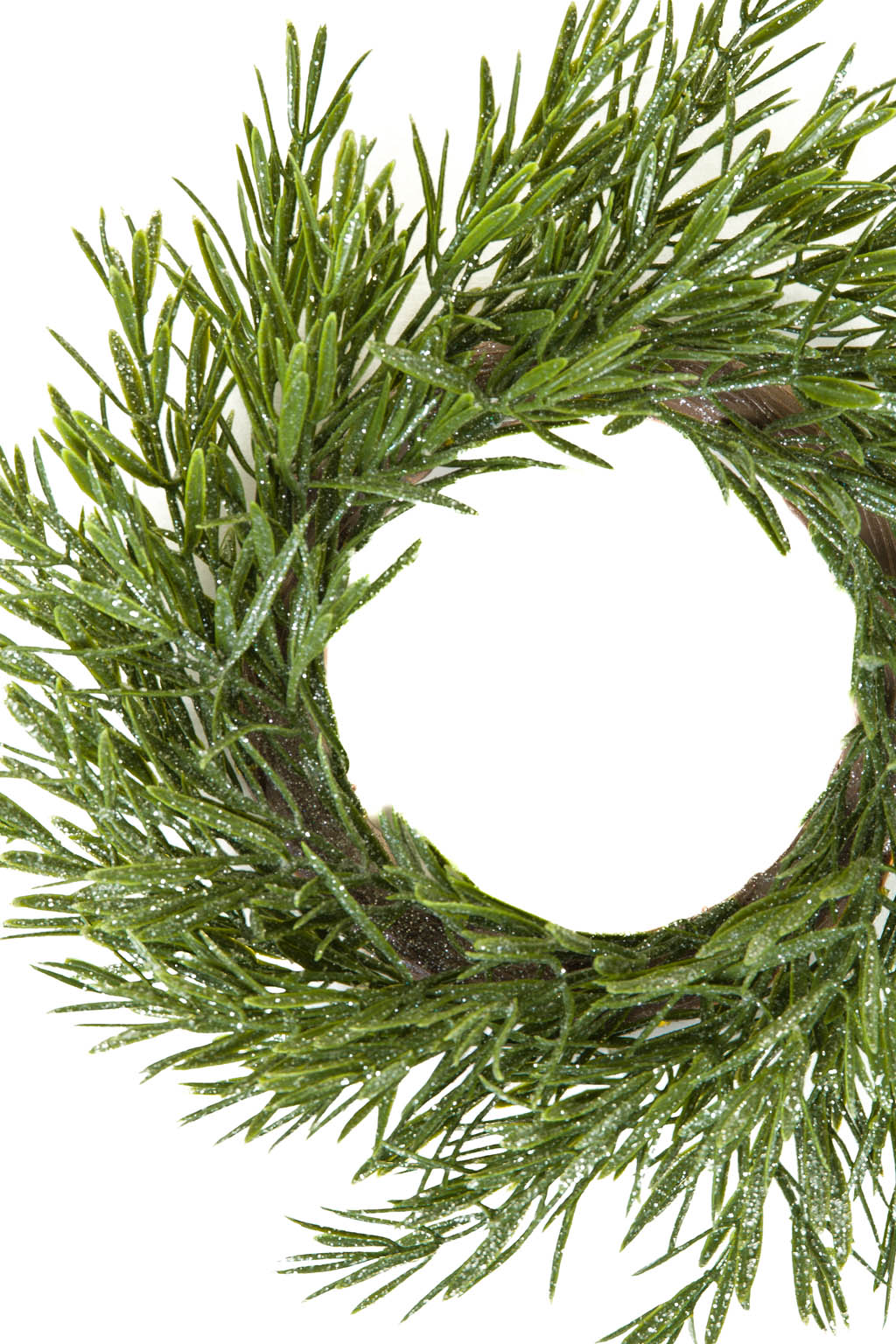 10.5" Hangable Green Pvc Mini Wreath withLeaves