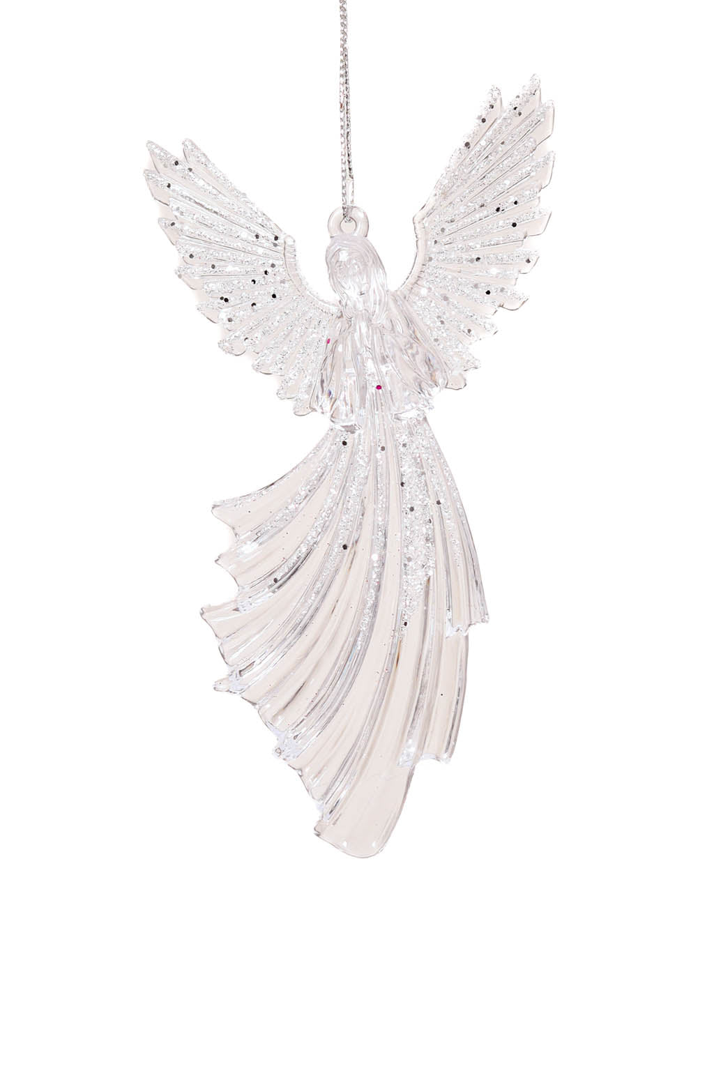 14.8" Hanging Clear Acrylic Ascending Angel Ornament
