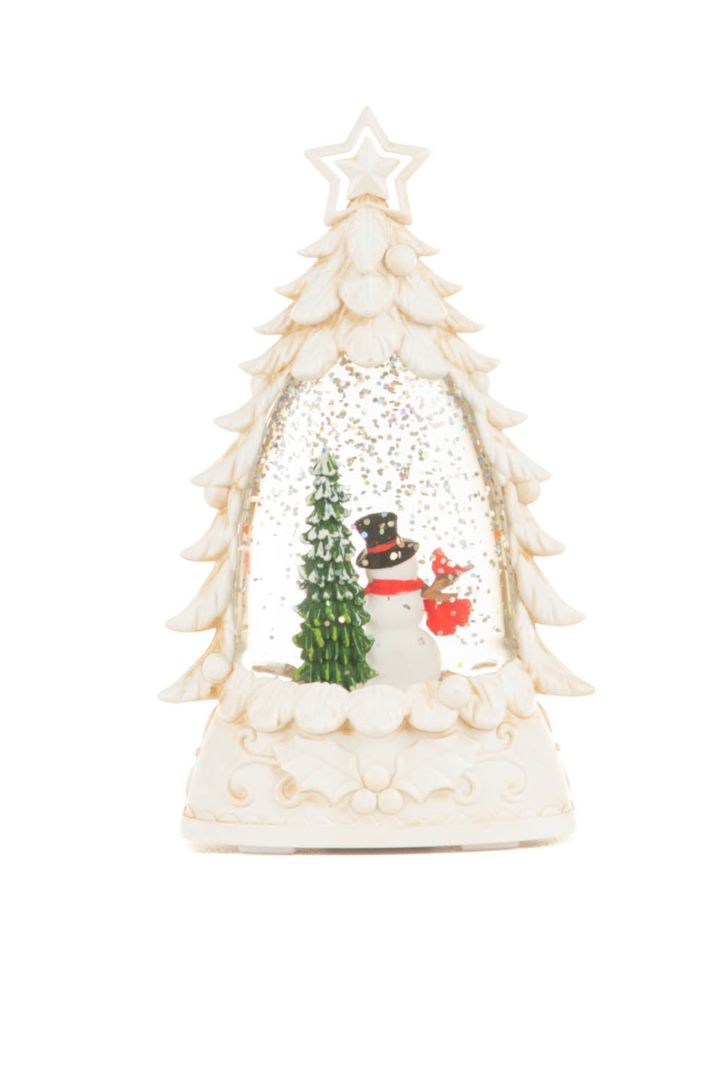6" Mini White Plastic Happy Snowmen Warm White LED Snow Globe