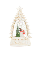 6" Mini White Plastic Happy Snowmen Warm White LED Snow Globe