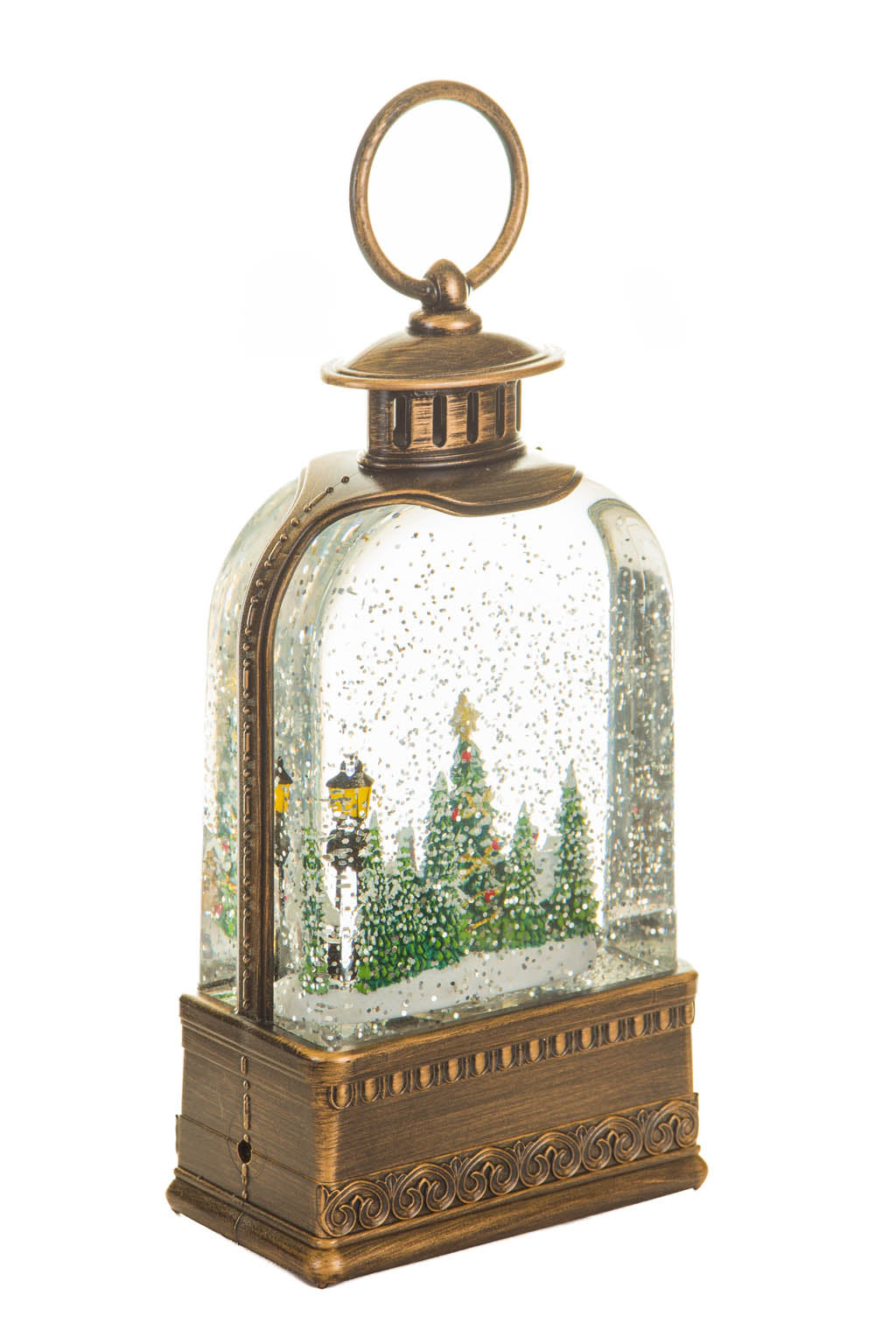 9" Brown Santa with Reindeer Snowglobe