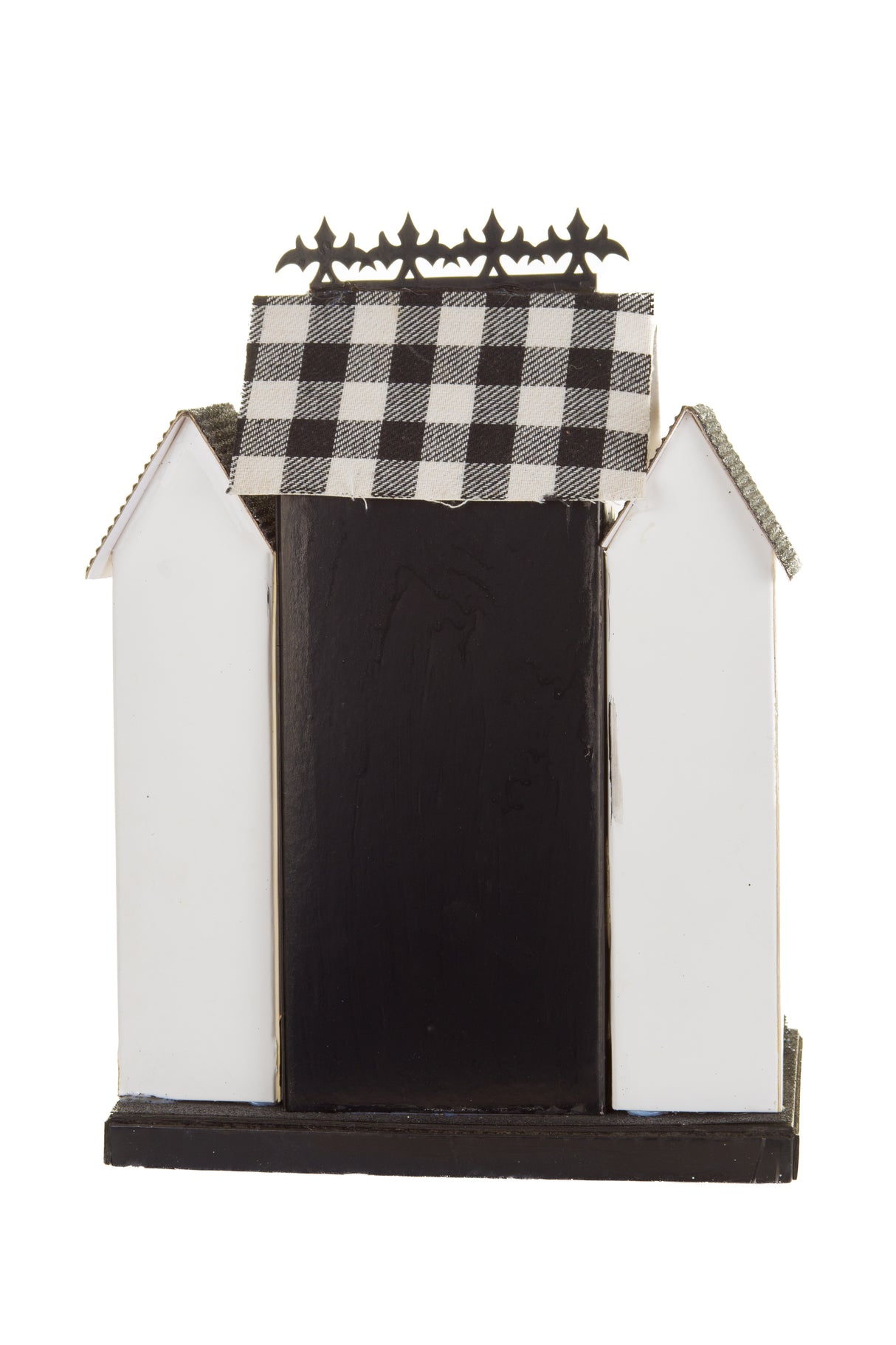12" Black and White Cardboard LED Haunted House