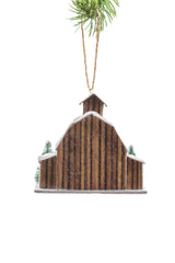 3.75" Hanging Brown Cardboard Big Barnhouse LED Ornament with Steeple