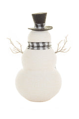 19" White and Black Plastic Smiling Snowman with Checkered Scarf