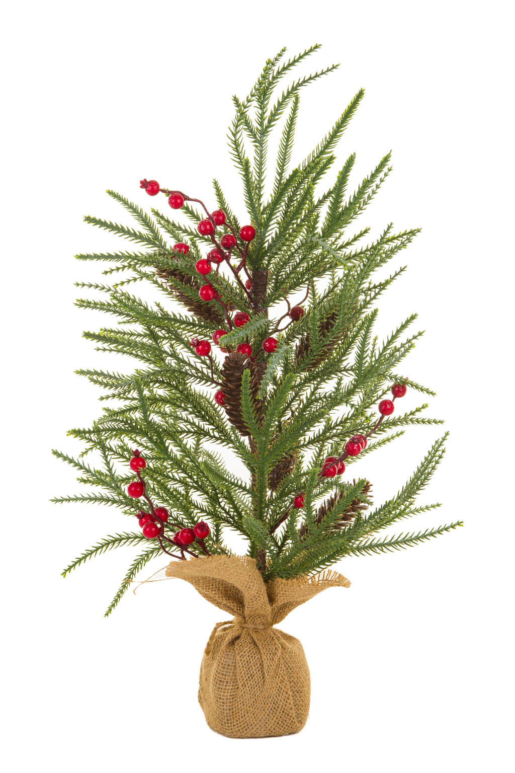 22"Green Pvc Christmas Tree with Berries and Pinecones