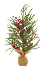 22"Green Pvc Christmas Tree with Berries and Pinecones