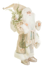 19" Cream and Ivory Polyester Santa Claus Figurine with Sea Shells