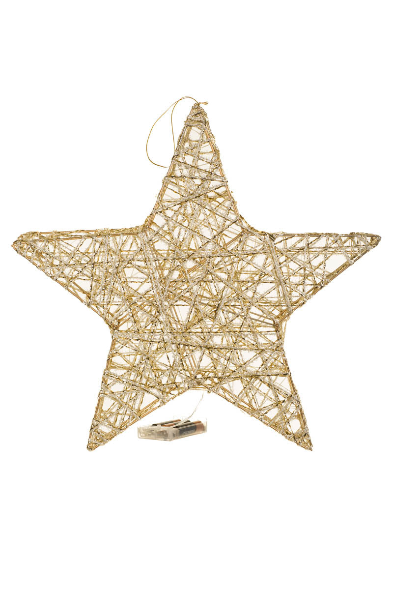 15.5" Glossy Gold Metal Star Warm White LED Accent