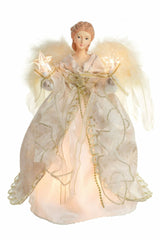 12" Ivory and Gold Cloth Modern 10-Light Angel Tree Topper