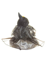 20" Sitting Black and Grayish Silver Cloth Smiling Witch Figure with Masquerade Mask