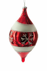 6" Hanging Red and Silver Glass Snowflake Ornament with Glitter