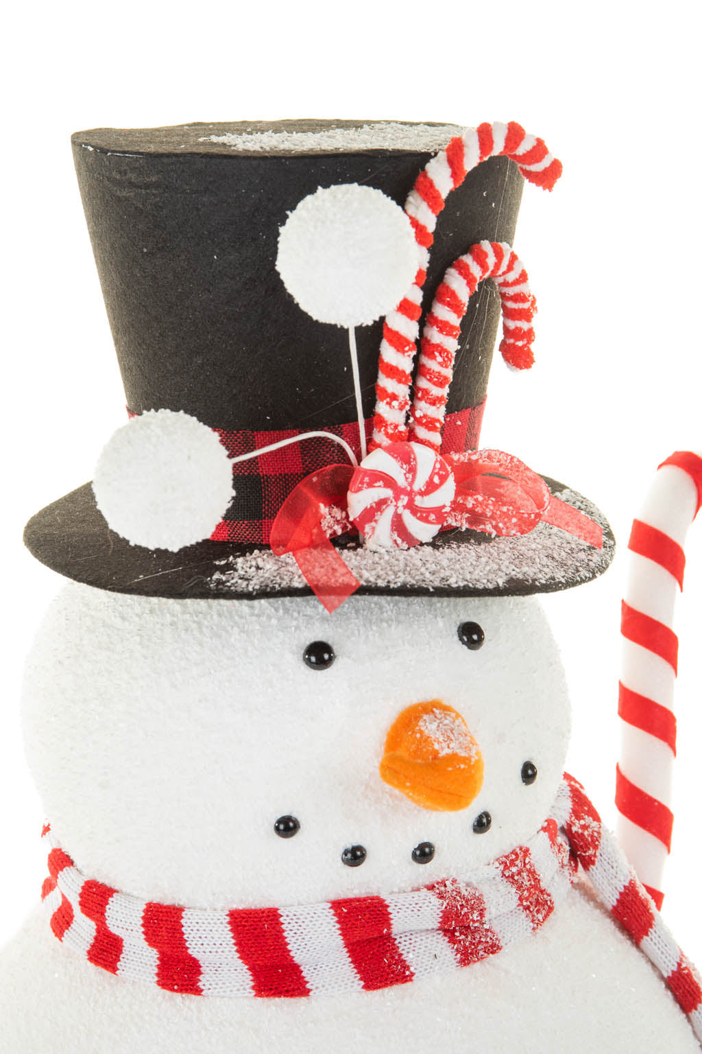 28" Large White and Red Polyfoam Candycane Snowman Figurine