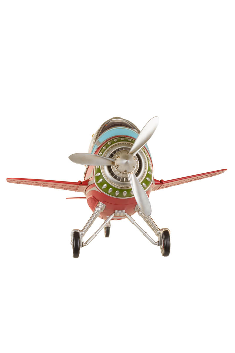 17.875" Red Plastic Santa's Airplane Warm White LED Snow Globe