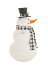 19" White and Black Plastic Smiling Snowman with Checkered Scarf