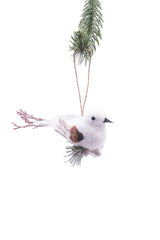 7" Clip-On White Foam Bird Ornament On Branch