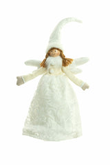16" Sitting White Cloth Angel Girl with Wings