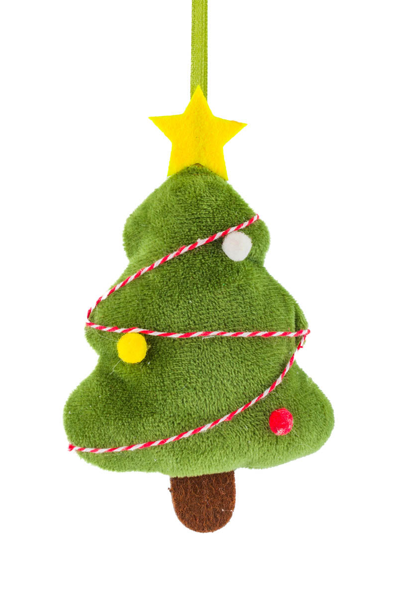 5" Hanging Green Plush Festive Tree Ornament