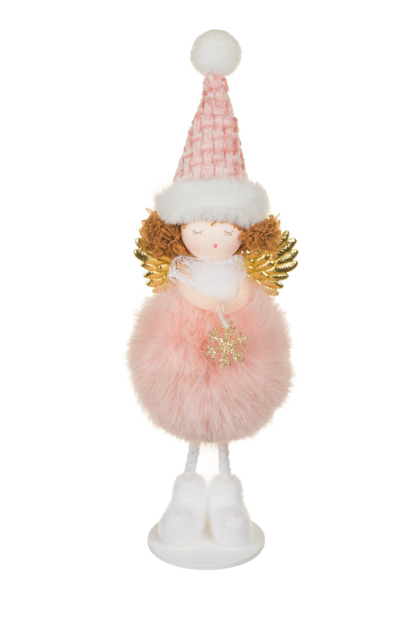 8" Hangable Pink Fabric Puffball Cherub Girl Doll