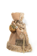 19" Beige and Gold Woolen Nordic Santa Figurine with Scepter