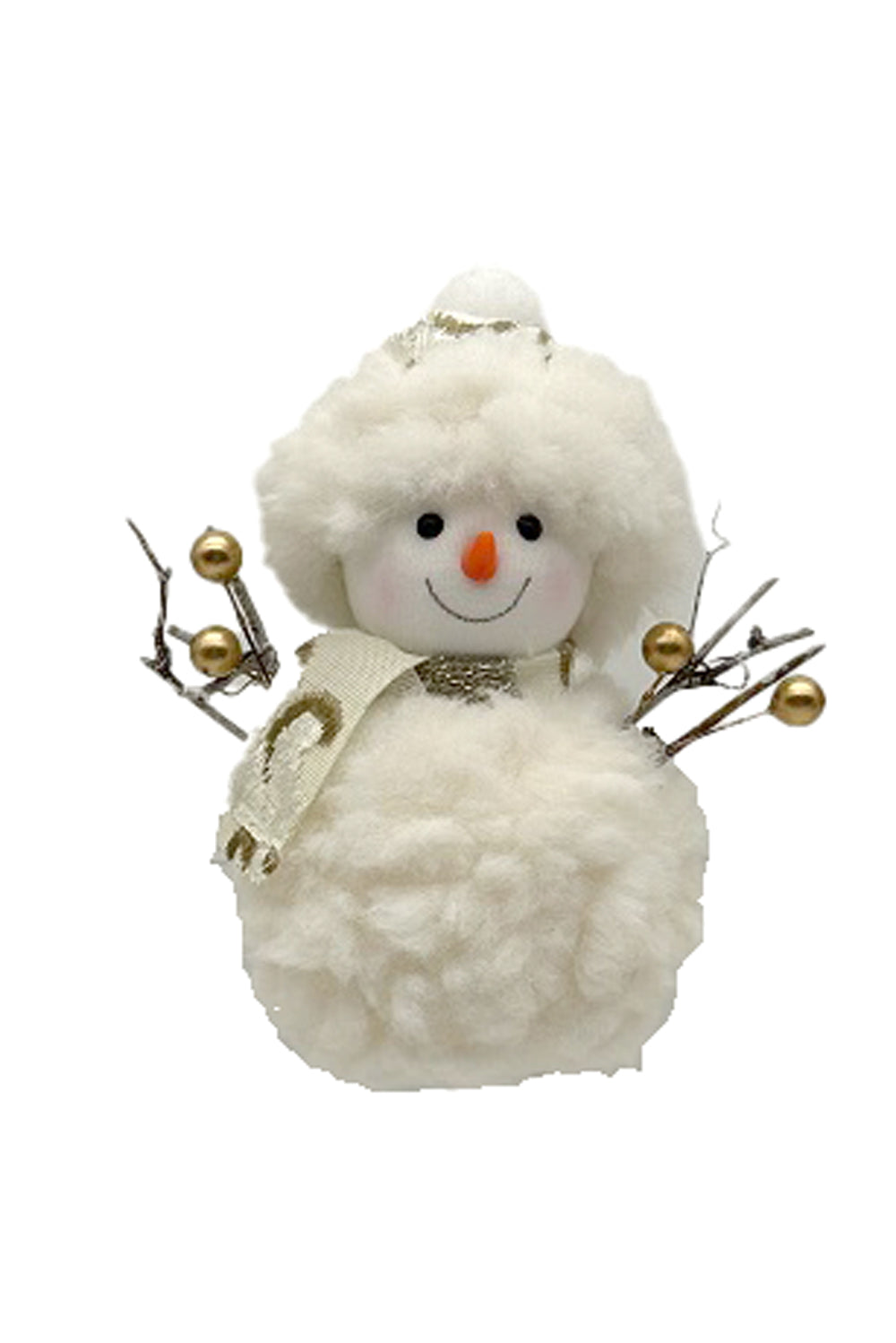 4.5" Fluffy Hangable White Cloth Snowman Ornament