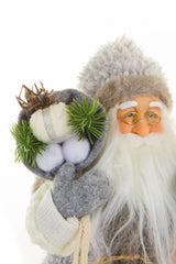 12" Brown Cloth Woodsy Santa Figurine with Lantern