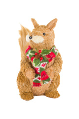 12.5" Caramel Foam Squirrel Figurine with Leafy Scarf