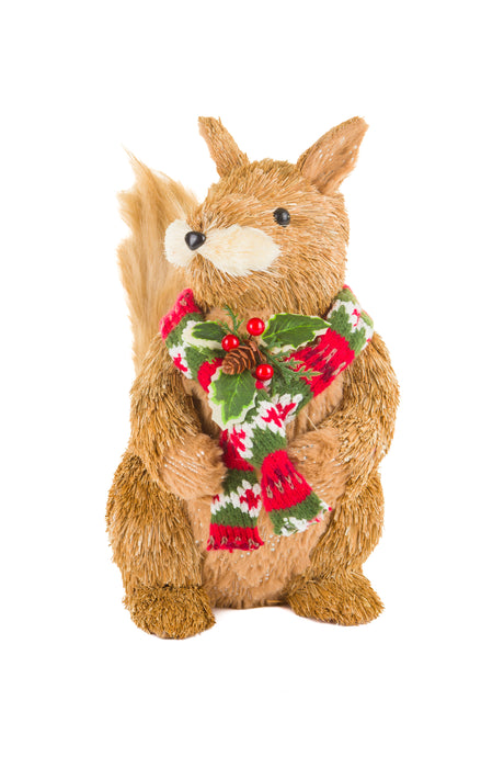 12.5" Caramel Foam Squirrel Figurine with Leafy Scarf