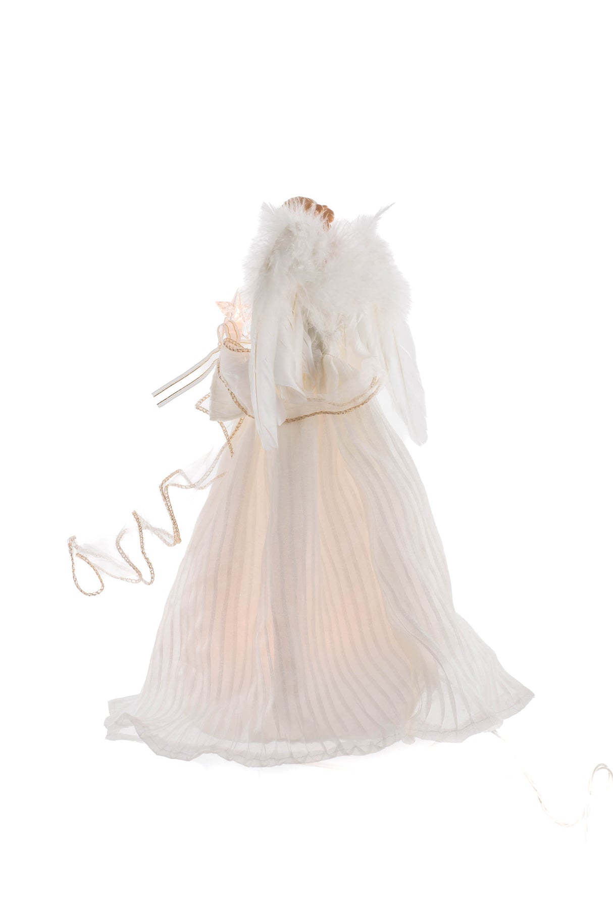 13.5" Ivory Cloth Classic Illuminated Angel Tree Topper