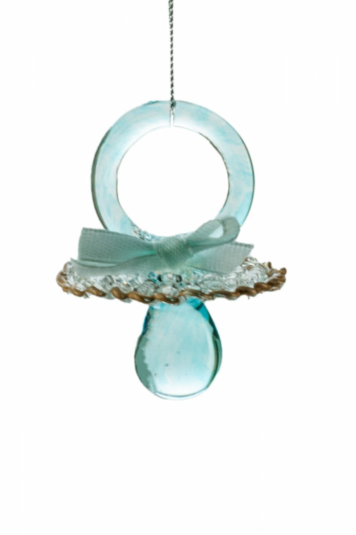 2.25" Hanging Blue Glass Pacifier Ornament