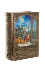 7.5" Musical Brass Glass Bookend LED Snow Globe with Christmas Eve Santa