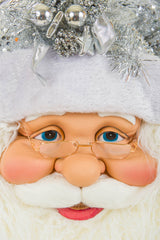 25" Hanging Silver and White Cotton Cherubic Santa Claus Head