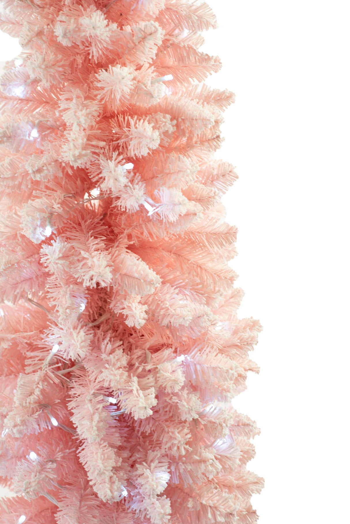 72" Pink Pvc Spruce-Needle LED Christmas Pencil Tree with Snowy Tips