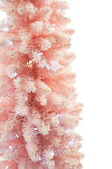 72" Pink Pvc Spruce-Needle LED Christmas Pencil Tree with Snowy Tips