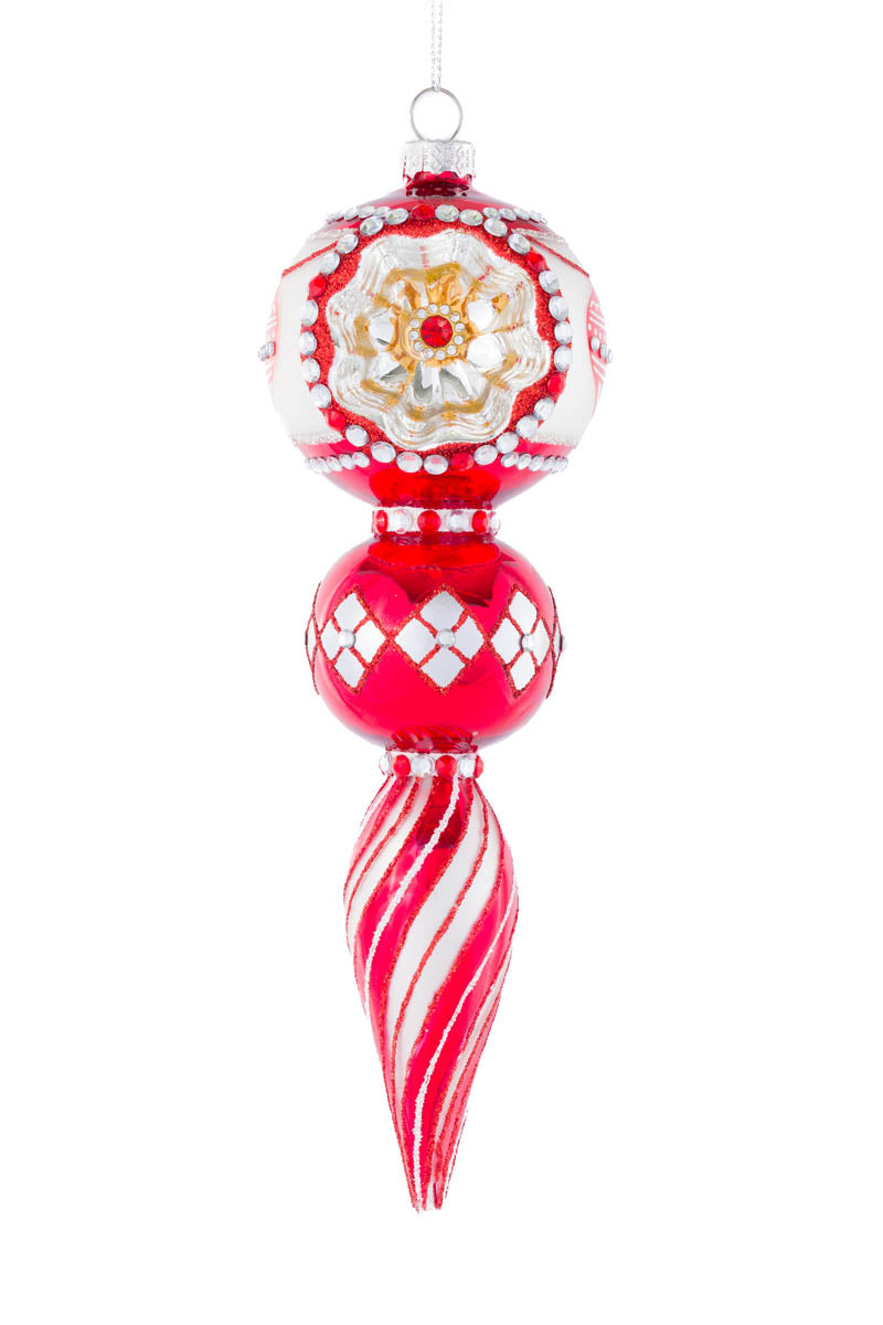 9" Hanging Glass Concave Finial Ornament