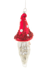 6" Hanging Matte White and Silver Porcelain Finial Teardrop Ornament