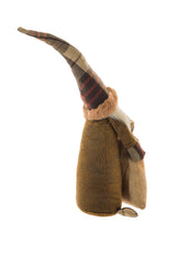 10.5" Brown and Beige Cloth Slim Gnome with Sack