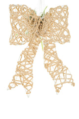 15" Hanging Beige and Green Cotton Rope Mache Luminant Warm White LED Christmas Star